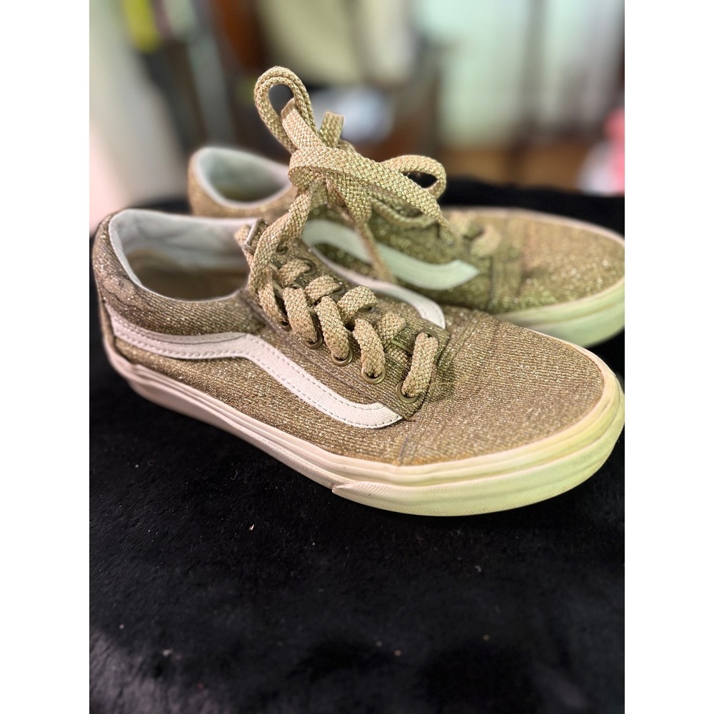 Vans Old Skool Gold Glitter Metallic Sneakers Womens 6 Mens 4.5 Low Top Shoes